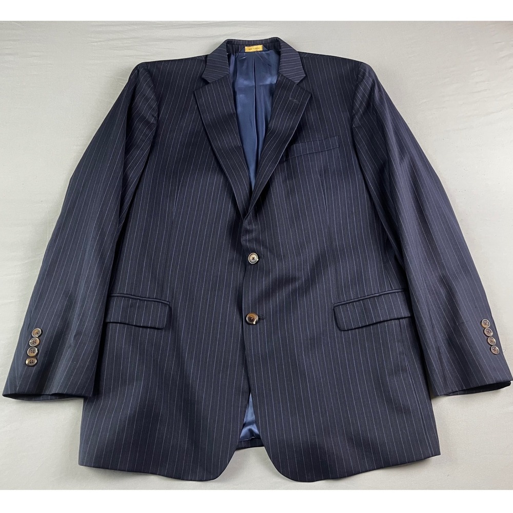 Brooks Brothers Blazer Fitzgerald Fit Navy Pinstripe 44L Wool Tollegno 1900